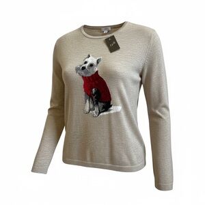NWT J. Jill Size Small Scottie Dog Sweater Westie knit tan dog puppy top New
